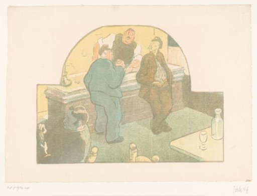Four men in a café