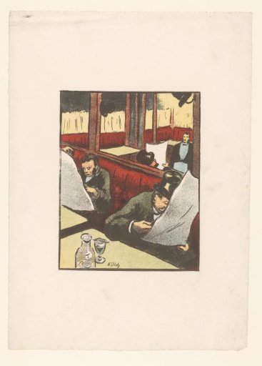 Men Reading the Newspaper in a Café