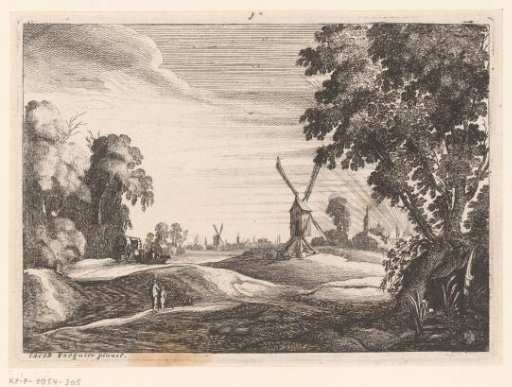 Landscape with Windmills and Travellers