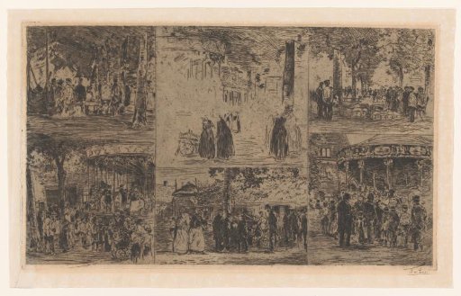 Six sketches of a market day and a village fair