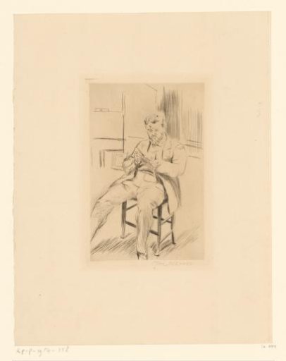 Self-portrait, engraving