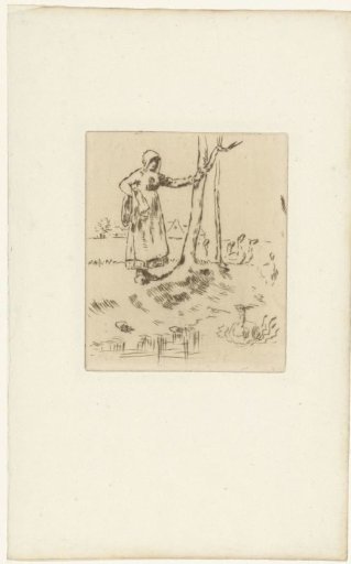 Woman tending geese