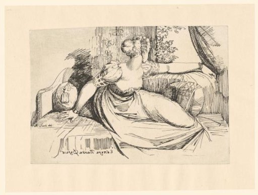 Woman on a daybed looking back