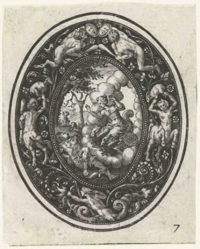 Border with Grotesque Figures and Scrolls Around a Medallion