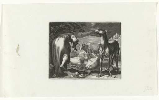 Two Women and a Dog with Cows