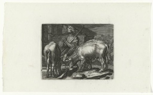 Prodigal Son as Swineherd with Pigs at the Trough