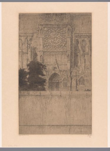 View of the west facade of Notre-Dame of Paris