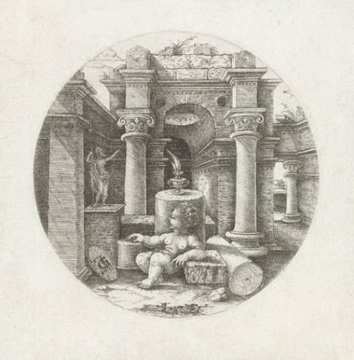 Seated Child Amidst Ruins