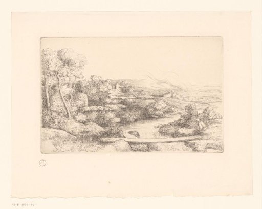 Landscape with a plank over a river