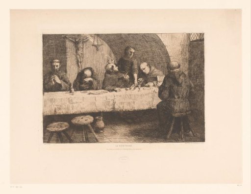 Cloister with praying monks