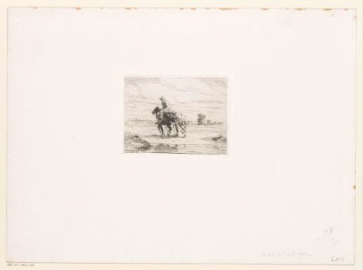 Landscape with Two Horses, One with a Man on Its Back