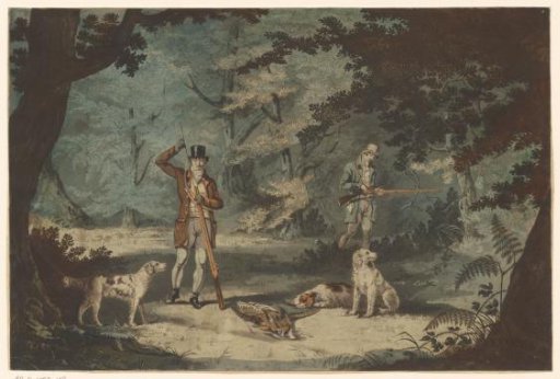 Two hunters with three dead pheasants