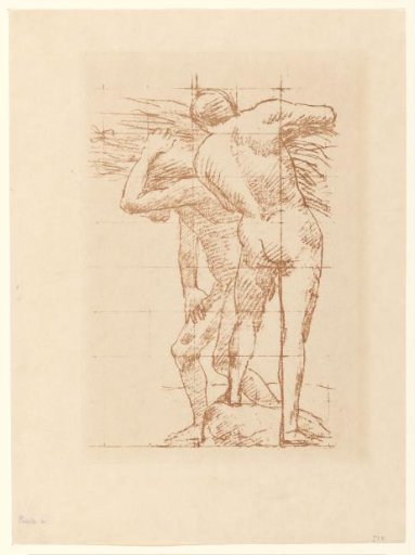 Study of Two Nude Men with a Bundle of Straw