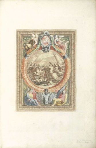 Cavalry fight in an ornamental frame