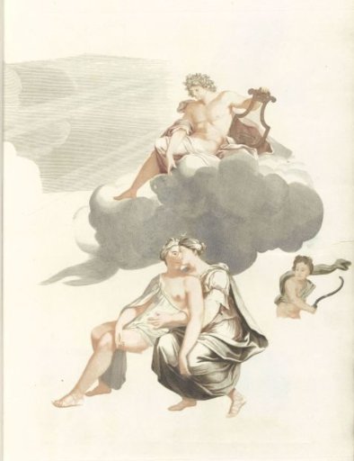Apollo on the clouds and Jupiter with Callisto