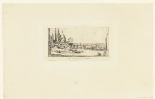 Temporary pedestrian bridge on the site of the Pont-au-Change after the fire of 1621 in Paris
