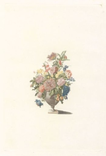 Flower vase with, among others, peonies