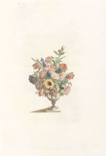 Flower vase with sunflower and tulips