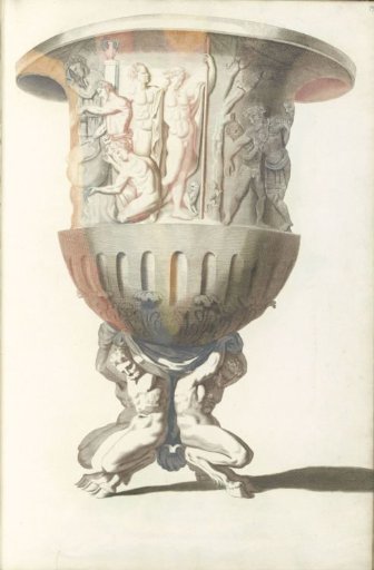 Vase supported by satyrs