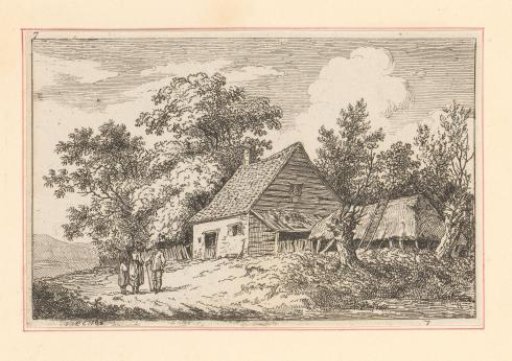 Landscape with a farmhouse and haystack