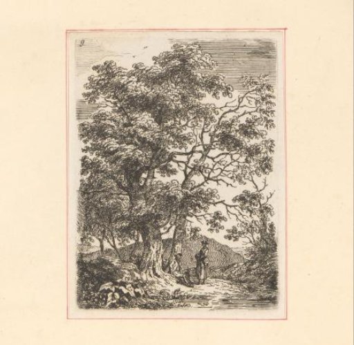 Landscape with walkers and trees