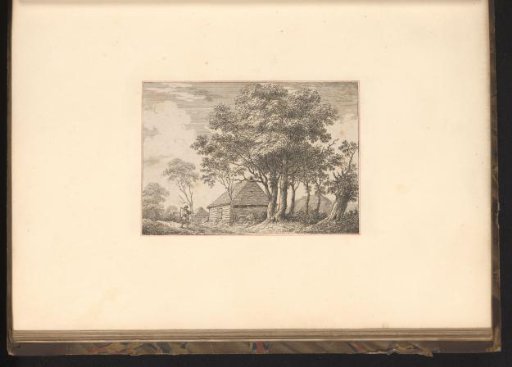 Landscape with a barn and a man with a scythe