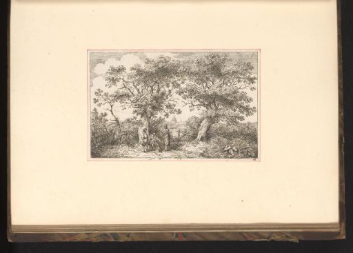 Landscape with figures near two trees