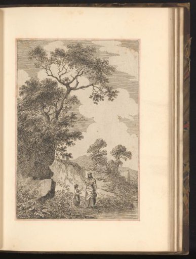 Landscape with mother and child by a shore
