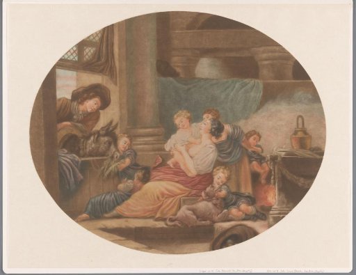 Interior with a Family of Six Children