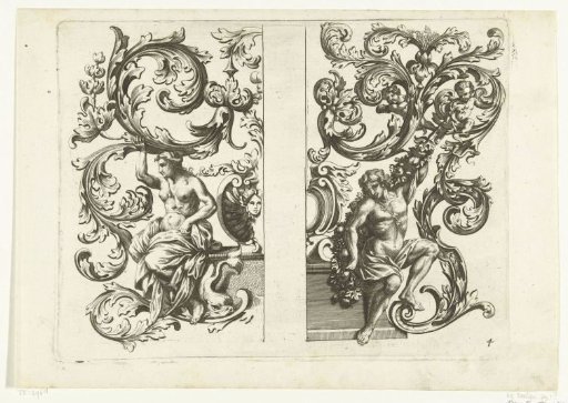 Woman with drapery and young man with festoons