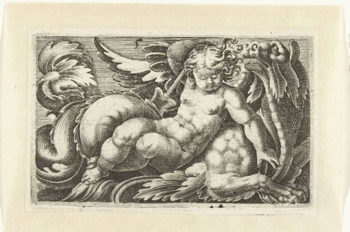 Child with a two-pronged fork on a seal