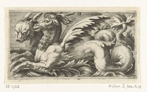 Two sea-monsters side by side