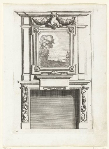 Lower section, shaft decorated with a landscape
