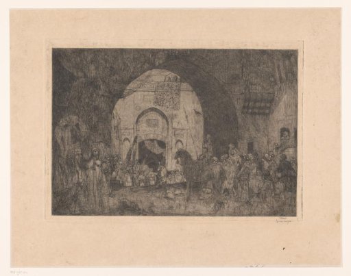 Eastern Riders and People at a Gate