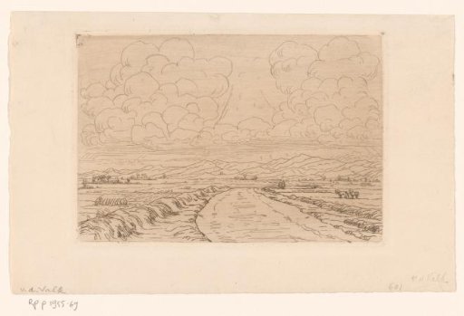 Country Road Through a Landscape with Hills on the Horizon