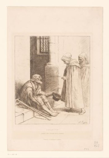 Beggar on a staircase