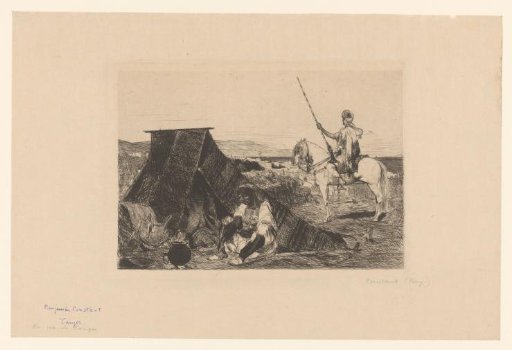 Landscape with tent and rider