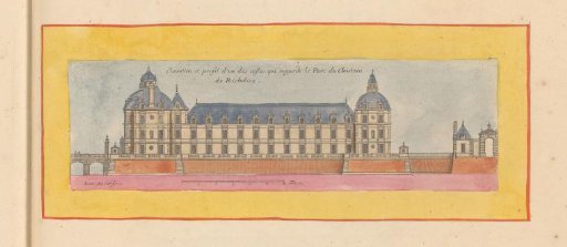 View of the facade on the park side of the Château of Richelieu