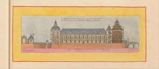 View of a facade of the Château of Richelieu with a section of the grand staircase