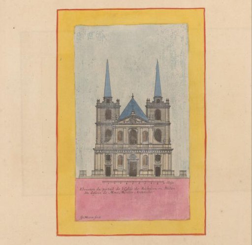 View of the front facade of the Church of Richelieu