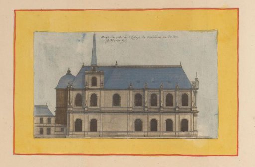 View of the side facade of the Church of Richelieu