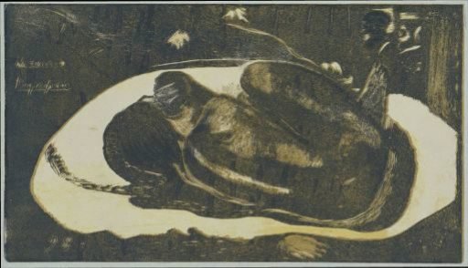 Reclining girl afraid of spirits of the dead.