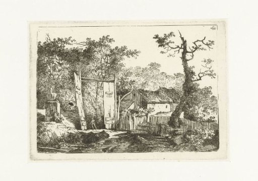Courtyard with a wooden gate with open doors