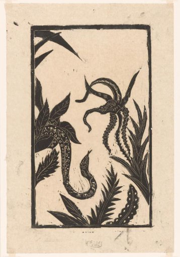 Snake among Plants with Flower