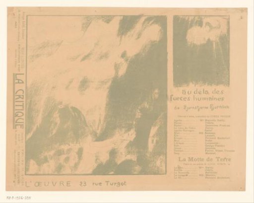 Poster for the play Au-delà des forces humaines
