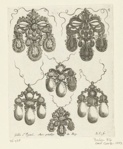 Six obverse and reverse sides of pendants or earrings