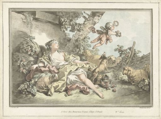 Shepherdess with Cupid flying away