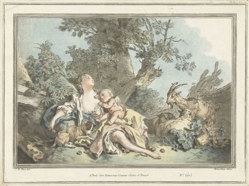Sleeping shepherdess and sleeping Cupid