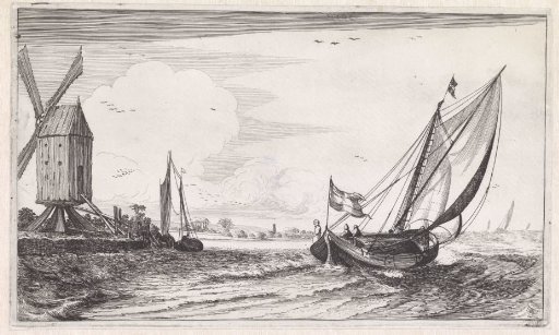 Packet boat passing a mill