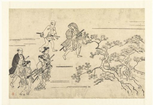 A Group of Six Men on the Road